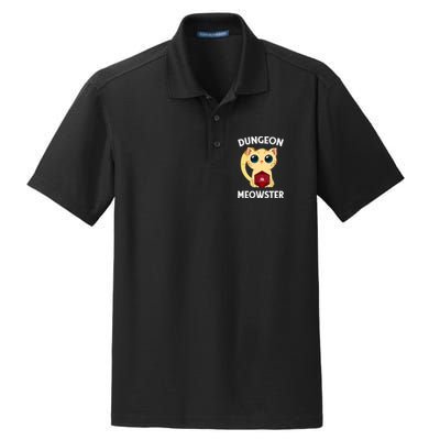 Dungeon Meowster Funny Nerdy Cat D20 RPG Fantasy Game Master Dry Zone Grid Polo