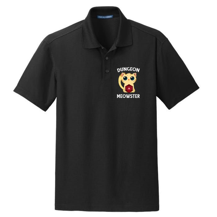 Dungeon Meowster Funny Nerdy Cat D20 RPG Fantasy Game Master Dry Zone Grid Polo