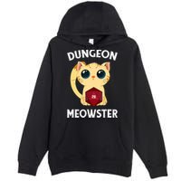 Dungeon Meowster Funny Nerdy Cat D20 RPG Fantasy Game Master Premium Pullover Hoodie