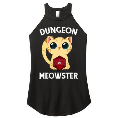 Dungeon Meowster Funny Nerdy Cat D20 RPG Fantasy Game Master Women's Perfect Tri Rocker Tank