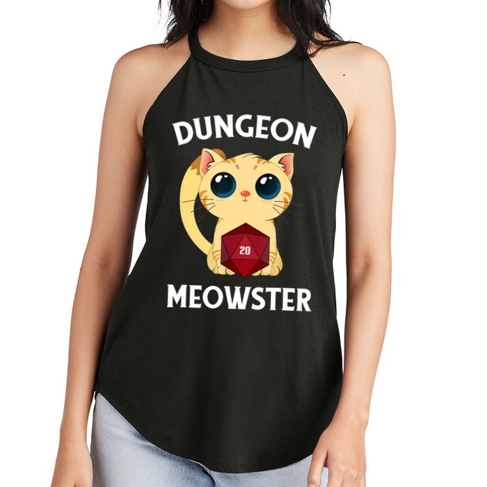Dungeon Meowster Funny Nerdy Cat D20 RPG Fantasy Game Master Women's Perfect Tri Rocker Tank