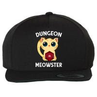 Dungeon Meowster Funny Nerdy Cat D20 RPG Fantasy Game Master Wool Snapback Cap