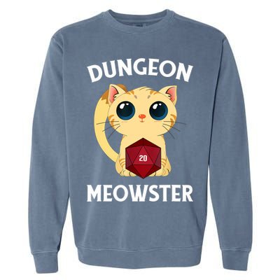 Dungeon Meowster Funny Nerdy Cat D20 RPG Fantasy Game Master Garment-Dyed Sweatshirt