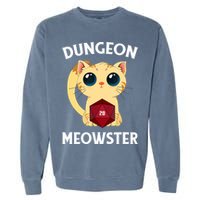 Dungeon Meowster Funny Nerdy Cat D20 RPG Fantasy Game Master Garment-Dyed Sweatshirt