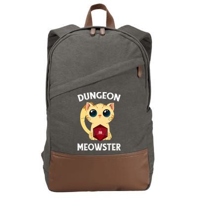 Dungeon Meowster Funny Nerdy Cat D20 RPG Fantasy Game Master Cotton Canvas Backpack