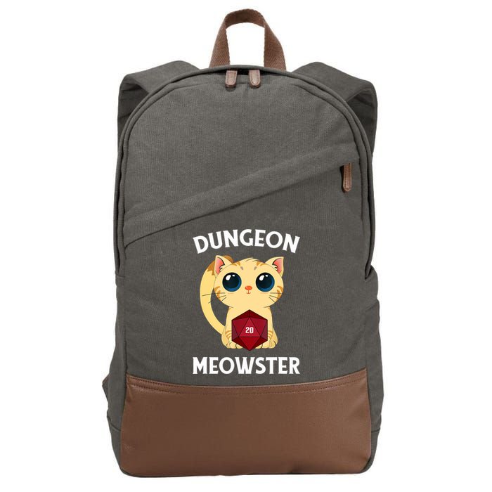 Dungeon Meowster Funny Nerdy Cat D20 RPG Fantasy Game Master Cotton Canvas Backpack
