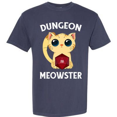 Dungeon Meowster Funny Nerdy Cat D20 RPG Fantasy Game Master Garment-Dyed Heavyweight T-Shirt