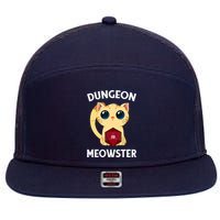 Dungeon Meowster Funny Nerdy Cat D20 RPG Fantasy Game Master 7 Panel Mesh Trucker Snapback Hat