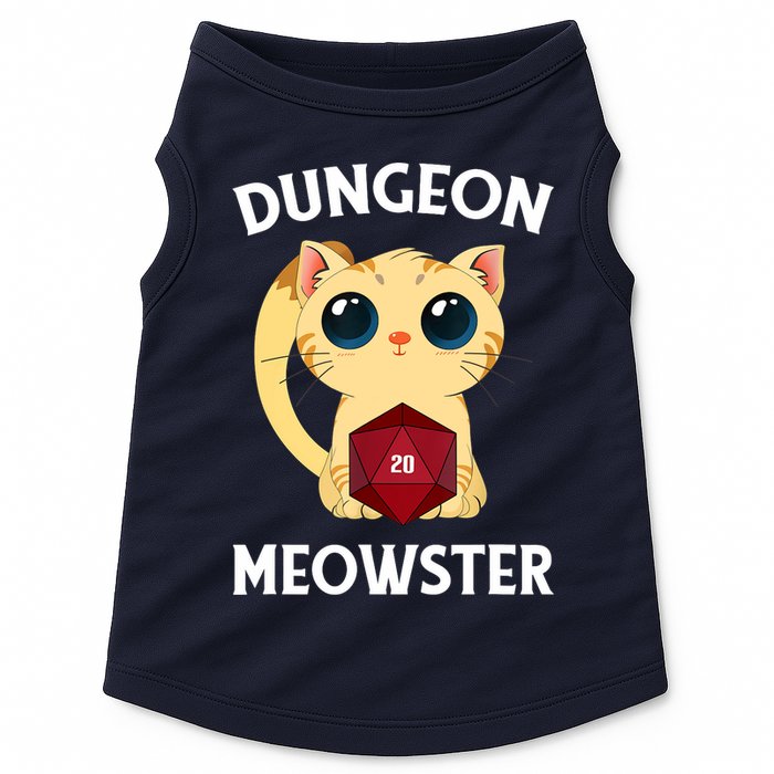 Dungeon Meowster Funny Nerdy Cat D20 RPG Fantasy Game Master Doggie Tank