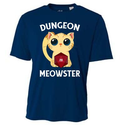 Dungeon Meowster Funny Nerdy Cat D20 RPG Fantasy Game Master Cooling Performance Crew T-Shirt