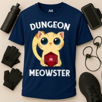 Dungeon Meowster Funny Nerdy Cat D20 RPG Fantasy Game Master Performance Shirt