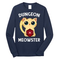 Dungeon Meowster Funny Nerdy Cat D20 RPG Fantasy Game Master Long Sleeve Shirt