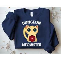 Dungeon Meowster Funny Nerdy Cat D20 RPG Fantasy Game Master Sweatshirt