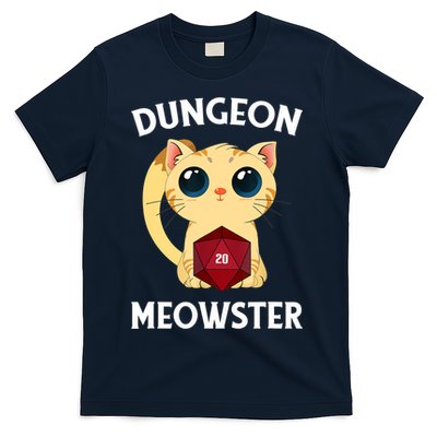 Dungeon Meowster Funny Nerdy Cat D20 RPG Fantasy Game Master T-Shirt