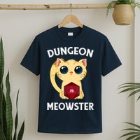 Dungeon Meowster Funny Nerdy Cat D20 RPG Fantasy Game Master T-Shirt