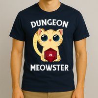 Dungeon Meowster Funny Nerdy Cat D20 RPG Fantasy Game Master T-Shirt