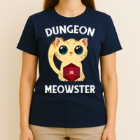 Dungeon Meowster Funny Nerdy Cat D20 RPG Fantasy Game Master T-Shirt