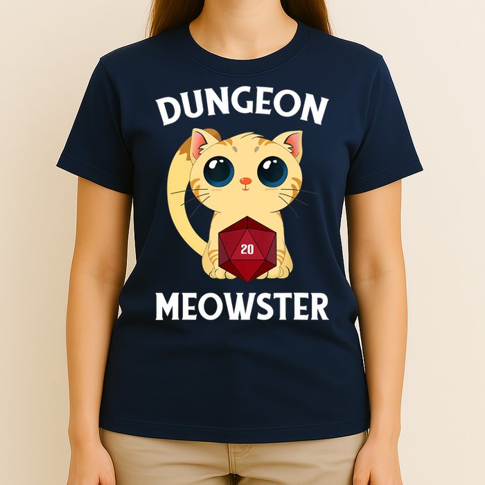 Dungeon Meowster Funny Nerdy Cat D20 RPG Fantasy Game Master T-Shirt