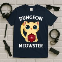 Dungeon Meowster Funny Nerdy Cat D20 RPG Fantasy Game Master T-Shirt