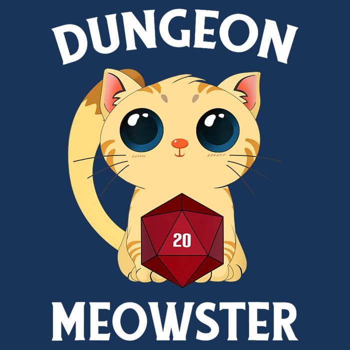 Dungeon Meowster Funny Nerdy Cat D20 RPG Fantasy Game Master T-Shirt