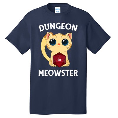 Dungeon Meowster Funny Nerdy Cat D20 RPG Fantasy Game Master Tall T-Shirt