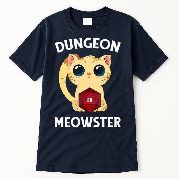 Dungeon Meowster Funny Nerdy Cat D20 RPG Fantasy Game Master Tall T-Shirt