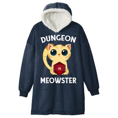 Dungeon Meowster Funny Nerdy Cat D20 RPG Fantasy Game Master Hooded Wearable Blanket