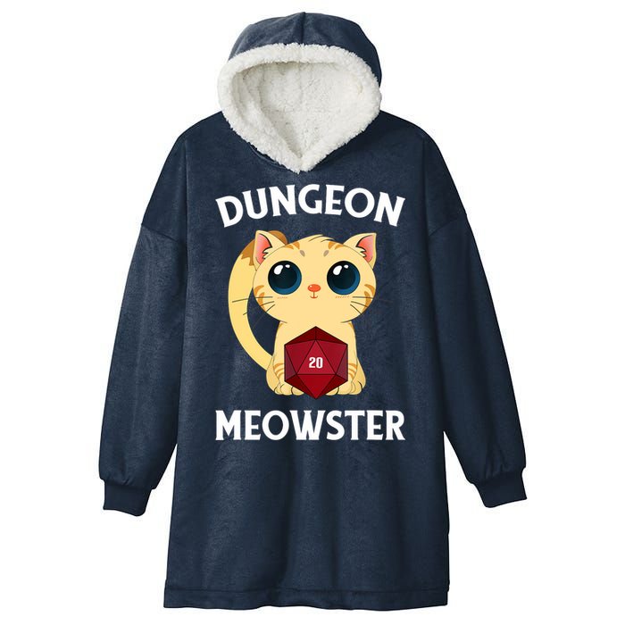 Dungeon Meowster Funny Nerdy Cat D20 RPG Fantasy Game Master Hooded Wearable Blanket