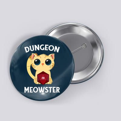 Dungeon Meowster Funny Nerdy Cat D20 RPG Fantasy Game Master Button