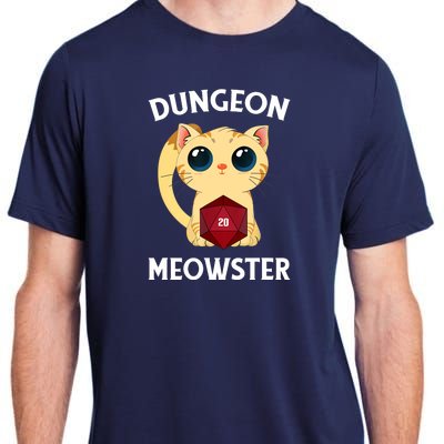 Dungeon Meowster Funny Nerdy Cat D20 RPG Fantasy Game Master Adult ChromaSoft Performance T-Shirt