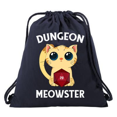 Dungeon Meowster Funny Nerdy Cat D20 RPG Fantasy Game Master Drawstring Bag