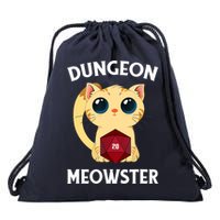Dungeon Meowster Funny Nerdy Cat D20 RPG Fantasy Game Master Drawstring Bag