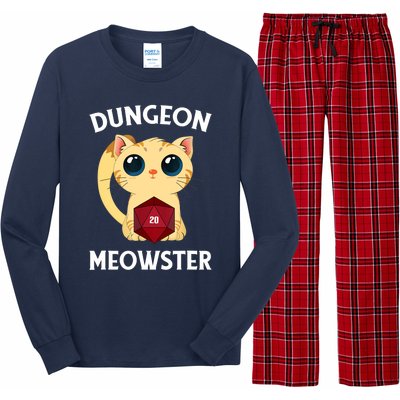 Dungeon Meowster Funny Nerdy Cat D20 RPG Fantasy Game Master Long Sleeve Pajama Set