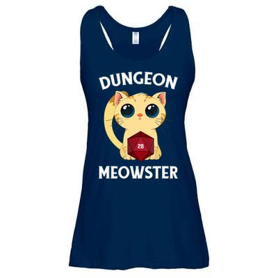 Dungeon Meowster Funny Nerdy Cat D20 RPG Fantasy Game Master Ladies Essential Flowy Tank