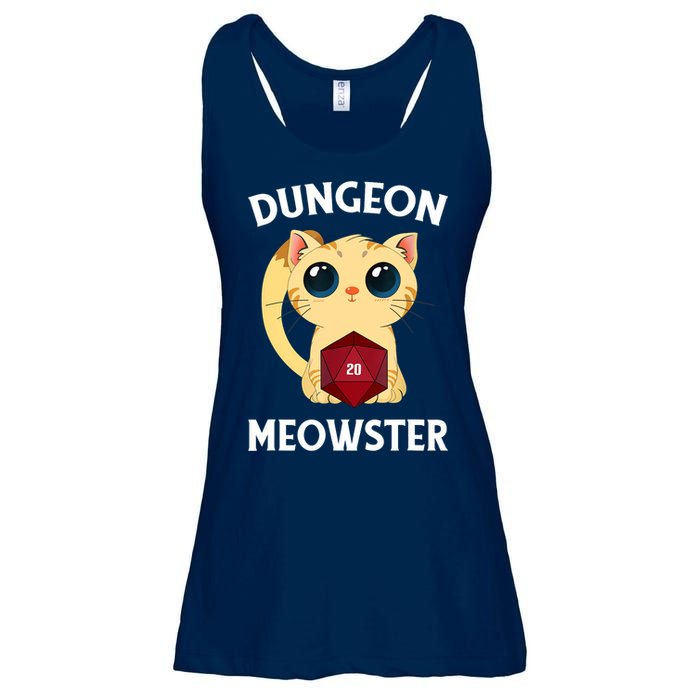 Dungeon Meowster Funny Nerdy Cat D20 RPG Fantasy Game Master Ladies Essential Flowy Tank