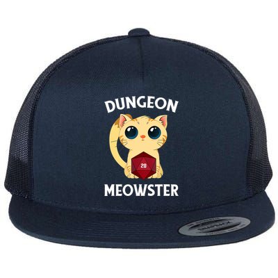 Dungeon Meowster Funny Nerdy Cat D20 RPG Fantasy Game Master Flatbill Hat
