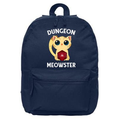 Dungeon Meowster Funny Nerdy Cat D20 RPG Fantasy Game Master 16 in Basic Backpack