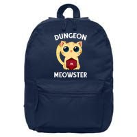 Dungeon Meowster Funny Nerdy Cat D20 RPG Fantasy Game Master 16 in Basic Backpack