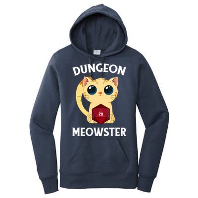 Dungeon Meowster Funny Nerdy Cat D20 RPG Fantasy Game Master Women's Pullover Hoodie
