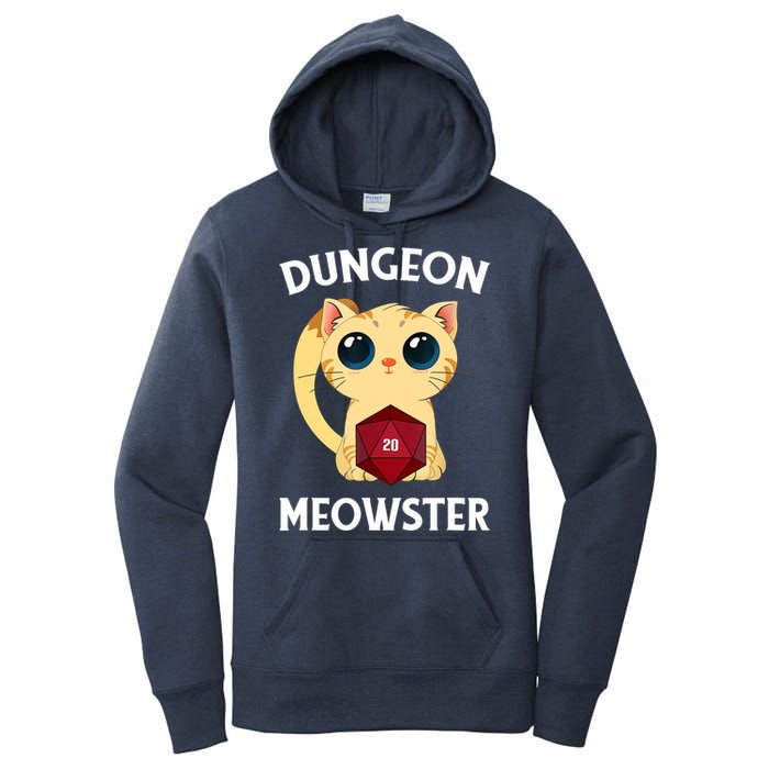 Dungeon Meowster Funny Nerdy Cat D20 RPG Fantasy Game Master Women's Pullover Hoodie