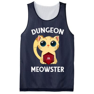 Dungeon Meowster Funny Nerdy Cat D20 RPG Fantasy Game Master Mesh Reversible Basketball Jersey Tank