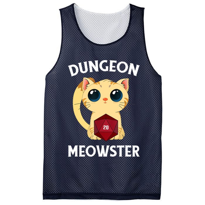Dungeon Meowster Funny Nerdy Cat D20 RPG Fantasy Game Master Mesh Reversible Basketball Jersey Tank