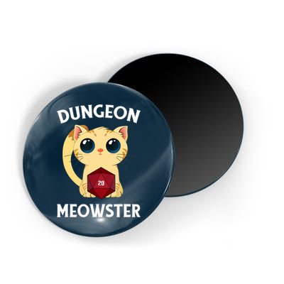 Dungeon Meowster Funny Nerdy Cat D20 RPG Fantasy Game Master Magnet