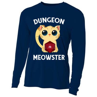 Dungeon Meowster Funny Nerdy Cat D20 RPG Fantasy Game Master Cooling Performance Long Sleeve Crew