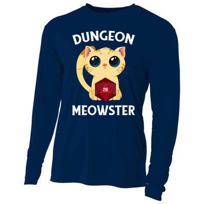 Dungeon Meowster Funny Nerdy Cat D20 RPG Fantasy Game Master Cooling Performance Long Sleeve Crew