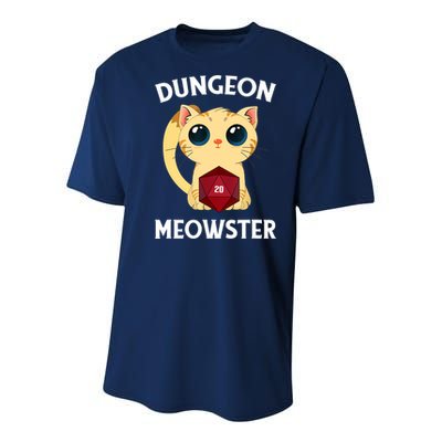 Dungeon Meowster Funny Nerdy Cat D20 RPG Fantasy Game Master Youth Performance Sprint T-Shirt