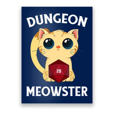 Dungeon Meowster Funny Nerdy Cat D20 RPG Fantasy Game Master Poster