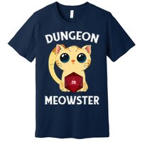 Dungeon Meowster Funny Nerdy Cat D20 RPG Fantasy Game Master Premium T-Shirt