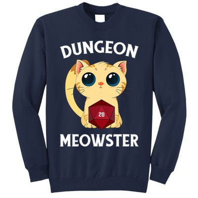 Dungeon Meowster Funny Nerdy Cat D20 RPG Fantasy Game Master Tall Sweatshirt