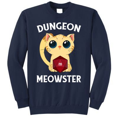 Dungeon Meowster Funny Nerdy Cat D20 RPG Fantasy Game Master Tall Sweatshirt